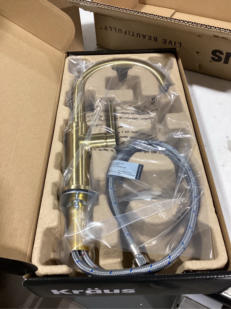 Condition photo showing Good Condition for kraus oletto single handle kitchen bar faucet in brushed brass, kpf-2822bb bar faucet brushed bronze