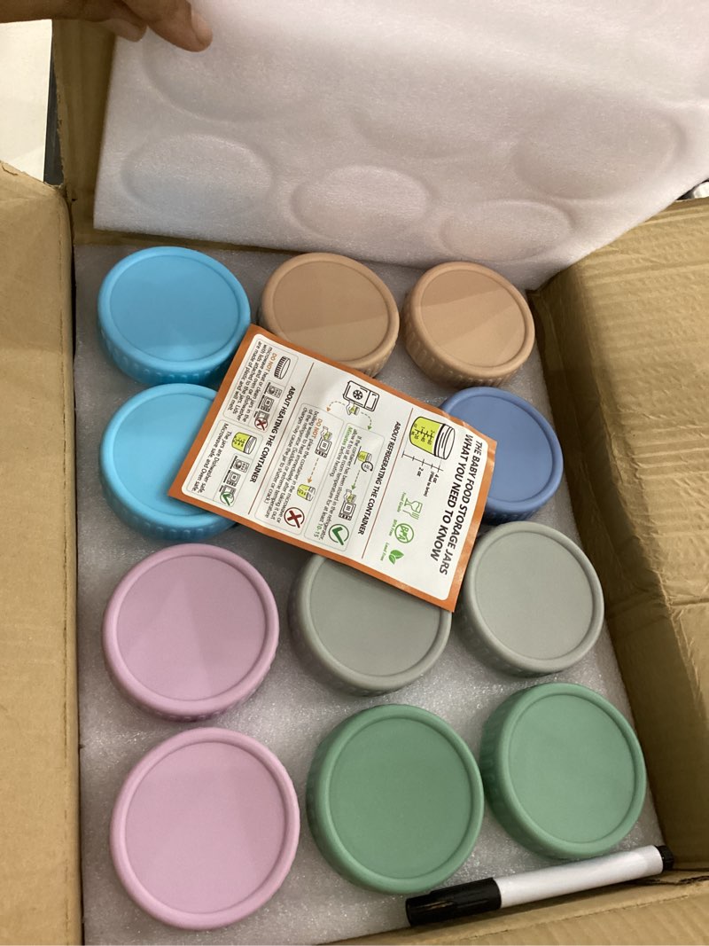 DRKIO 12 Pack Glass Baby Food Storage Containers - 4 Oz Baby Food Jars with Lids Baby Food Maker Mic