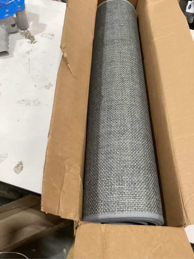 Condition photo showing As Is for 5ft kitchen runner rugs non skid, absorbent small jute kitchen carpet sink rug, rubber backed indoor enterway runner, grey grey 2'4" x 5' (rectangular)