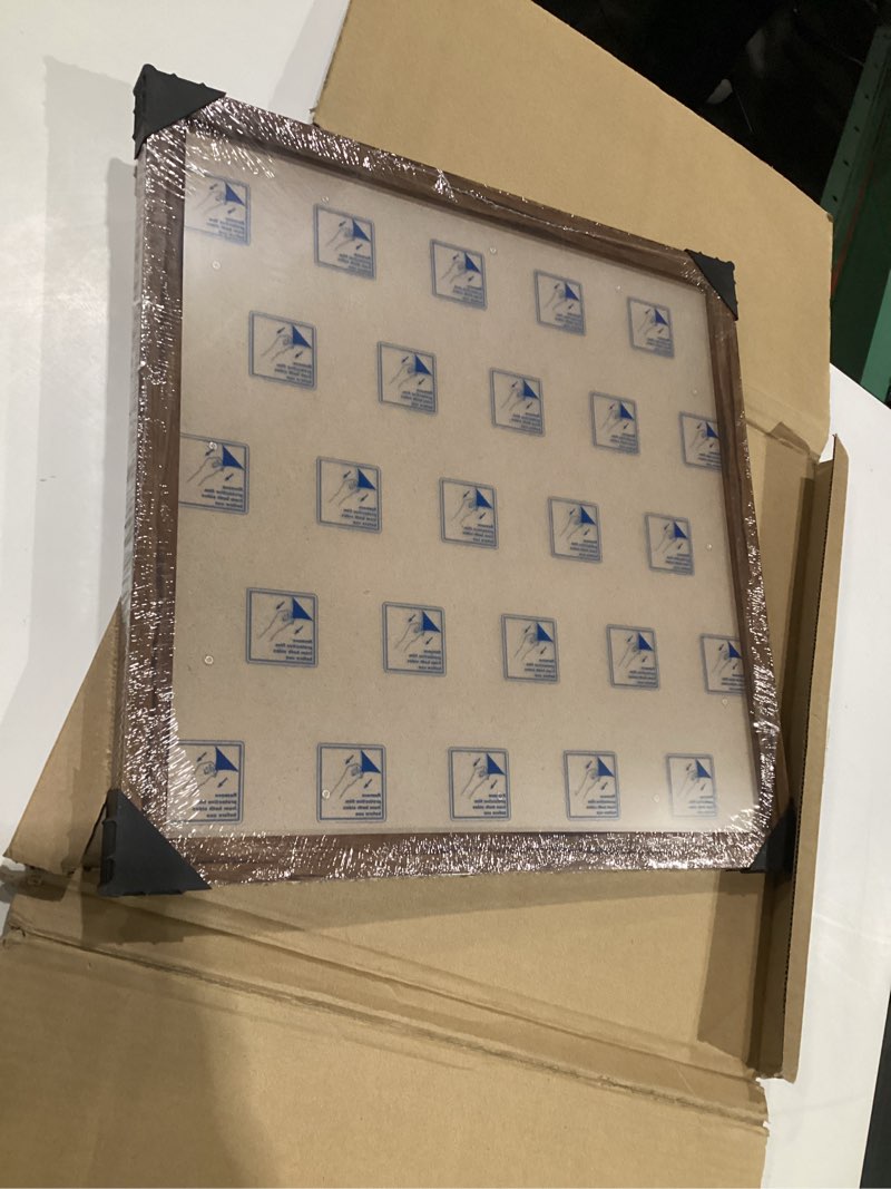 Condition photo showing As Is for 16x16 Frame Rustic Brown, Distressed 16x16 Picture Frame, Art Pic Hanging Poster Frame, 16 by 16 Gallery Family Concert Portrait Wall Photo Frame Anniversary/Birthday/Wedding/Thank you/Christmas Gift Brown 16x16in