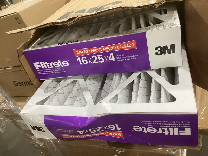 Condition photo showing As Is for BENT Filtrete 16x25x4(SlimFit), AC Furnace Air Filter, MPR 1550 DP, Healthy Living Ultra Allergen Deep Pleat, 2-Pack, Fits Lennox & Honeywell Devices (exact dimensions 15.5 x 24.5 x 3.75)