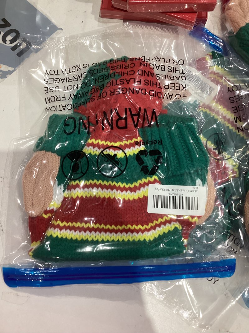 Condition photo showing New/Like New for LMLALML Christmas Hats for Women, Kids and Men Elegant Knitted Warm Funny Beanie for New Year Festive Holiday Party One Size Christmas Stripe-kids