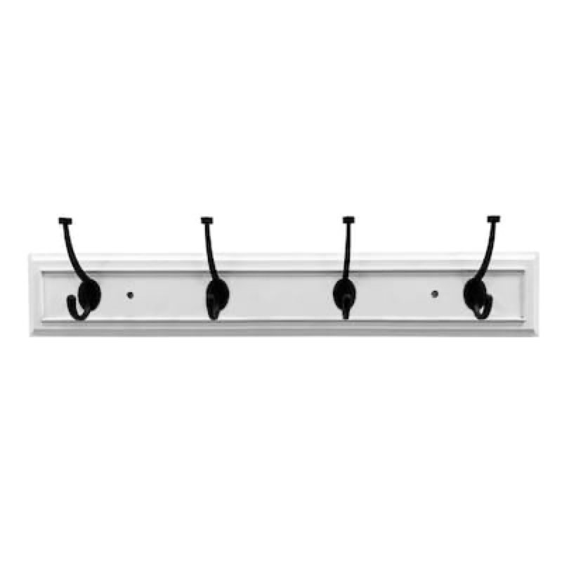 style selections 4 -hook 27.01-in x 4.49-in h white rail and black hooks decorative wall hook ( 35-lb