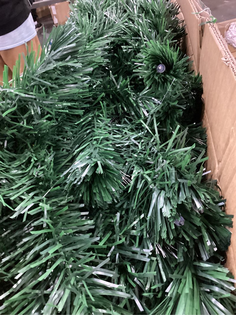 Condition photo showing Good Condition for Juegoal 7 ft Pre-Lit Optical Fiber Christmas Artificial Tree, with LED RGB Color Changing Led Lights, Snowflakes and Top Star, Festive Party Holiday Fake Multicolor Xmas Tree with Sturdy Metal Legs Green 7 FT