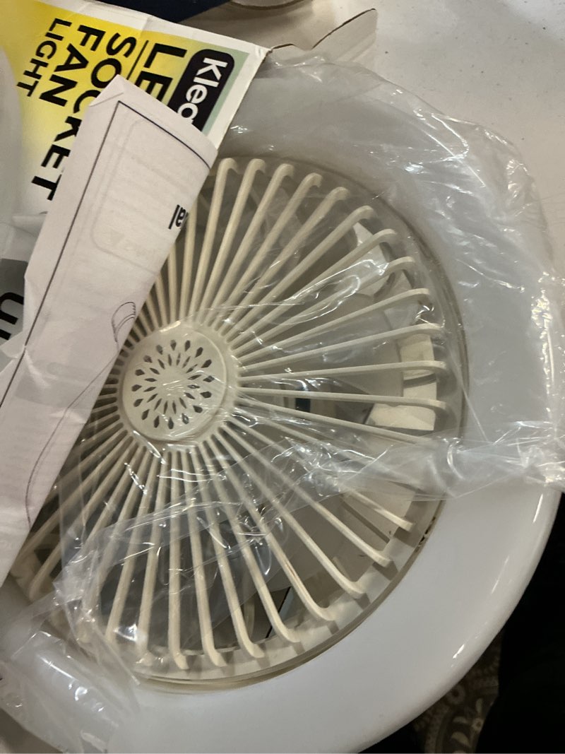 Condition photo showing New/Like New for adjustable socket fan light with remote and extender, 2200lm enclosed led light bulb fan, small screw in ceiling fan, mini socket air light for bedroom garage, wireless small ceiling fans with lights white
