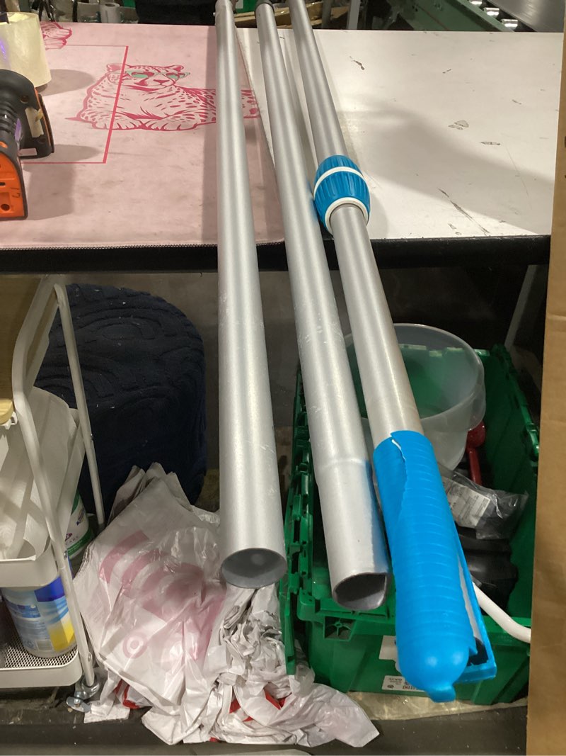 Condition photo showing As Is for telescopic swimming pool pole - adjustable 2 piece aluminum pool pole for pool cleaning skimmer nets vacuum heads & brushes, strong grip & lock