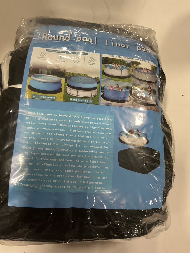 Condition photo showing New/Like New for 12' Round Pool Liner Pad for Above Ground Pool, Pool Padding Underlayment for Pool Bottom, Seamless Swimming Pool Ground Cloth, Extend Liner Life 12 FT Round