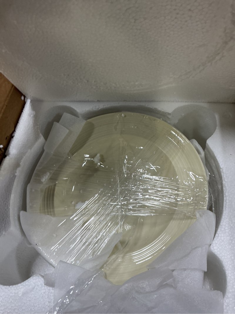 Condition photo showing New/Like New for wide rim soup bowls, 8 inch ceramic rimmed pasta bowl plates, small shallow bowls set of 4 for side salad, portion control, oatmeal & dessert, microwave dishwasher safe - cream beige