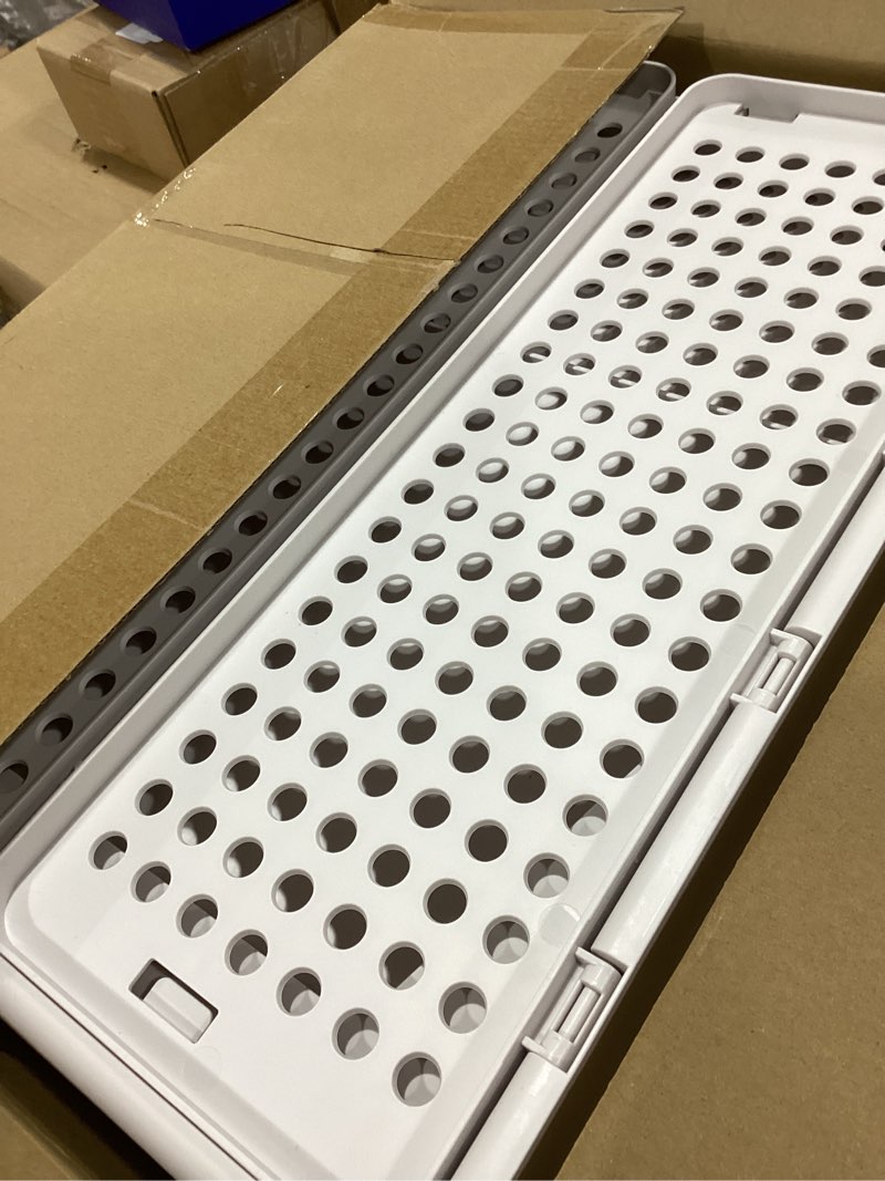 Condition photo showing As Is for SNSLXH 5 Pack Stackable Closet Storage Basket, Multifunctional & Foldable Closet Organizer for Bathroom Kitchen Laundry Room Wardrobe Storage, Space-Saving Clothes Storage Drawer Organizer, White White 5 Pack