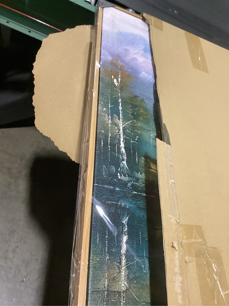 Condition photo showing New/Like New for zuitinghua wood framed canvas wall art for living room large wall decor for office bedroom decorations lake view pictures tree forest painting artwork room wall mural aesthetic home decor 30x60 in 60"l x 30"w lake view wood framed