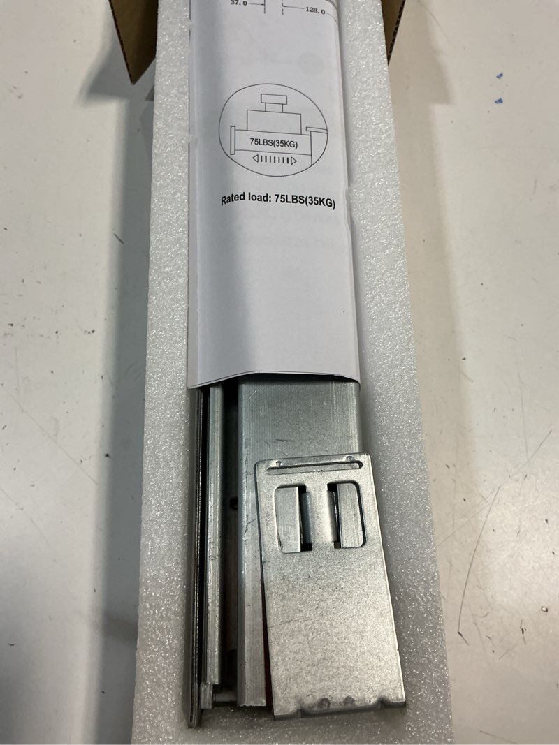 Condition photo showing As Is for Under Mount Drawer Slides 15 inch (1 Pair), Full Extension Soft Close Concealed Drawer Runners, Come with Mounting Screws and Brackets 15 Inch 1