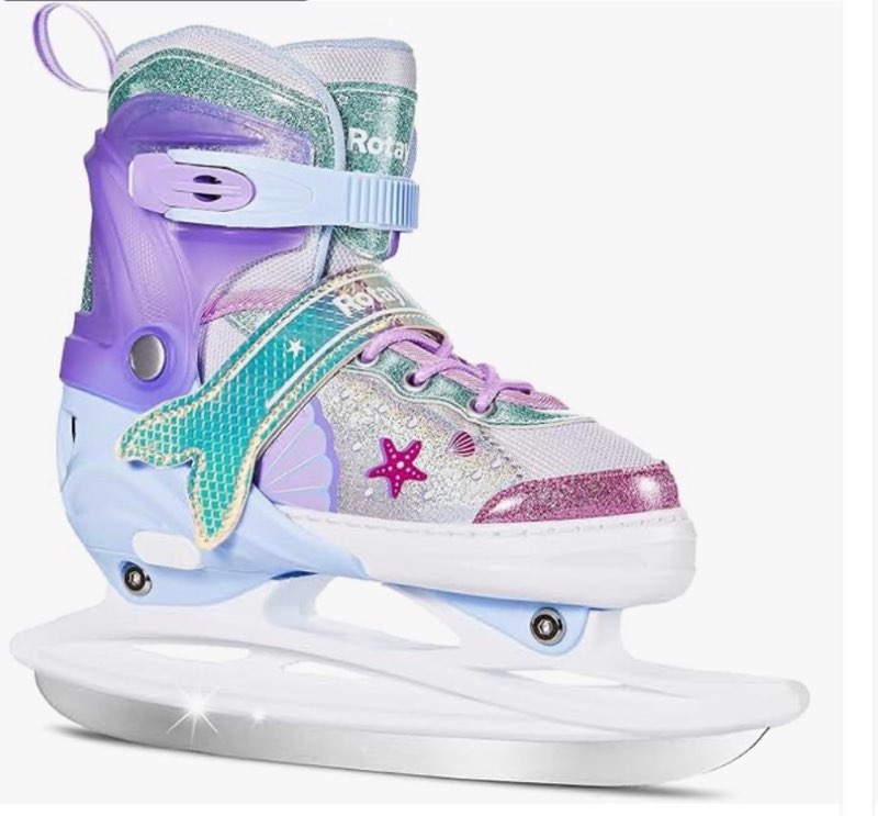 mermaid tail girls ice skates, adjustable ice skates for kids youth ages 3-12, toddler ice hockey sk