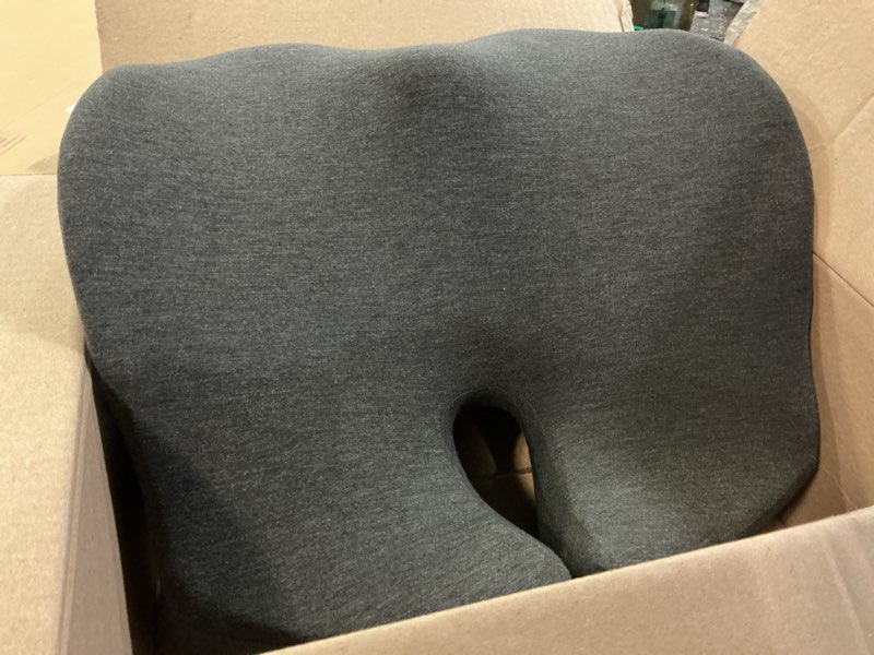 Condition photo showing As Is for Extra Large Office Chair Cushion for Sciatica Pain Relief, Memory Foam Seat Cushion for Car Seat Pad, Orthopedic Pillow. Computer Chair Cushion for Tailbone Pain Relief All Day Comfort(Gray)