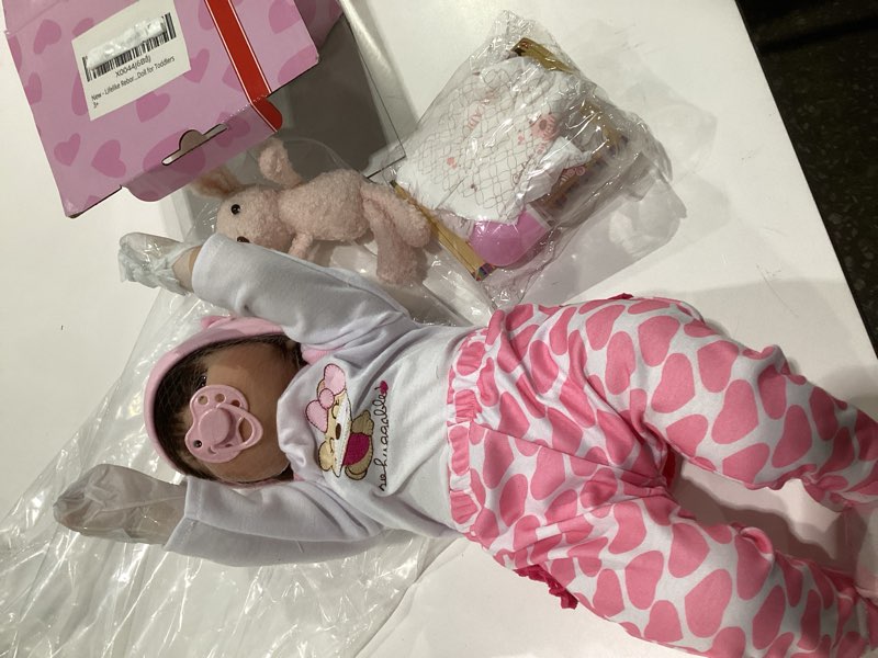 Condition photo showing New/Like New for Kdudgso Reborn Baby Dolls Girl 22 Inch Realistic Silicone Baby Doll, Real Life Bebe Dolls Lifelike Handmade Soft Vinyl Cloth Body with Feeding Kit Toys Gifts for Kids 3+ (Lucia)
