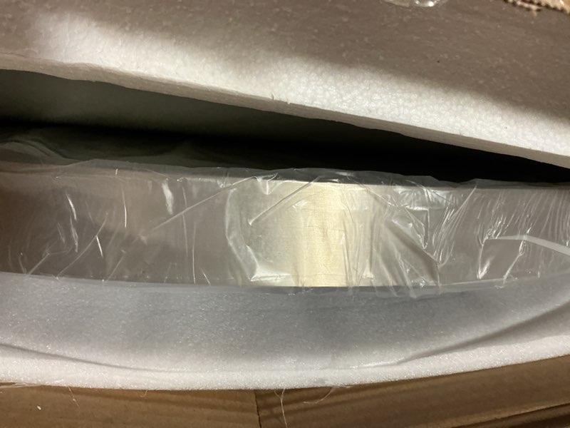 Condition photo showing New/Like New for 36" Round LED Bathroom Mirror, Dimmable Anti-Fog Vanity Mirror with Touch Control, 6000K Natural Light, Silver Metal Frame, Wall Mounted for Makeup Shaving (IP54, 90+ CRI) Silver 36"L x 36"W