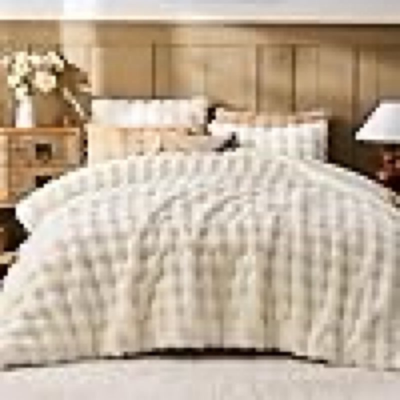 SIMILAR TO NOT EXACT Lotus Karen Faux Fur Comforter Set – Cream White Fluffy Comforter, Big Bubble Faux Rabbit Fur Bedding Comforter Sets, Warm Cozy Fuzzy Bed Set 3 Pieces, 1 Comforter and 2 Pillowcases