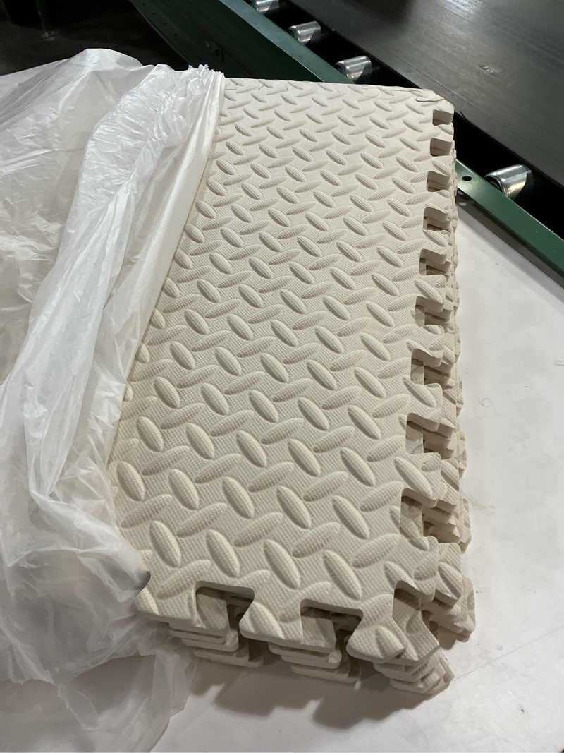 Condition photo showing Good Condition for ProsourceFit Puzzle Exercise Mat ½ in, EVA Interlocking Foam Floor Tiles for Home Gym, Mat for Home Workout Equipment, Floor Padding for Kids, Cream, 24 in x 24 in x ½ in, 24 Sq Ft - 6 Tiles Beige 6 Pack (24 SQ FT)