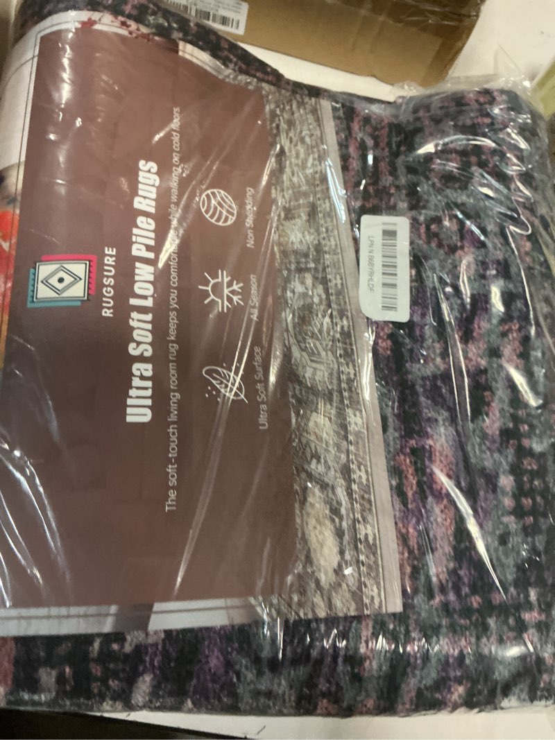 Condition photo showing New/Like New for Washable Area Rug - 1/6 Thick - Stain & Water Resistant Non-Slip - Resistant Rug for Living Room, Bedroom, Nursery, Pet & Child Friendly, Vintage Charm Area Rugs (Burgundy, 4' x 6') Depth-burgundy 4' x 6' (Rectangular)