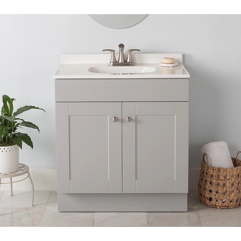 Project Source Dover 30-in Light Gray Single Sink Bathroom Vanity with White Cultured Marble Top