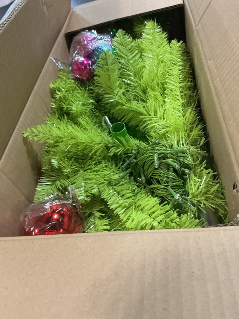 Condition photo showing Good Condition for 3 FT Whimsical Christmas Tree,Lime Green Bendable Christmas Tree,Branch Artificial Christmas Tree with Timer Remote Control and Ball & Metal Base Holiday Decor Perfect for Home Office Party Decor