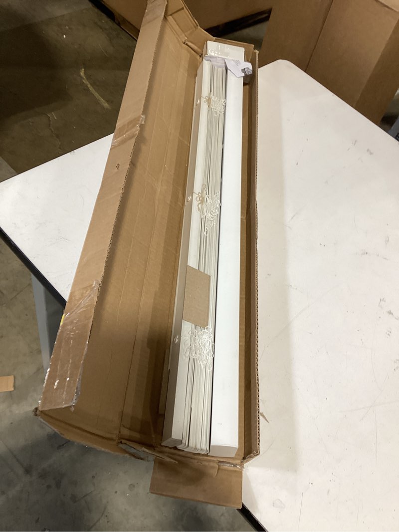 Condition photo showing New/Like New for lotus & windoware cordless mini blind, 1" vinyl slats, 30" wide x 72" long - white, window blinds for home and office, interior door blinds - light filtering 30"w x 72"h white