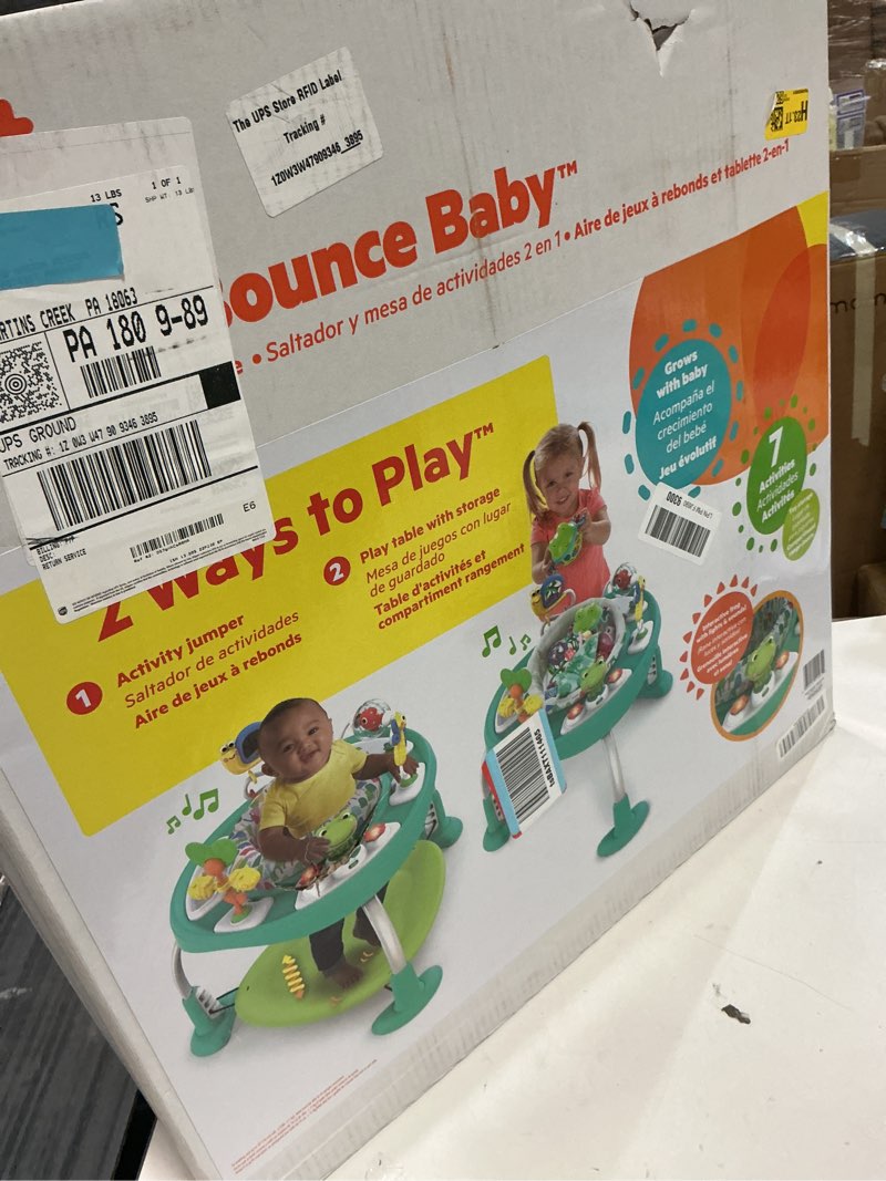 Condition photo showing New/Like New for Bright Starts Bounce Bounce Baby 2-in-1 Activity Center Jumper & Table - Playful Pond (Green), 6 Months+