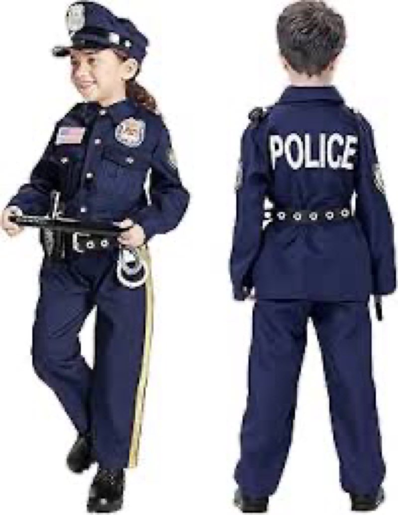 (Size:medium)Joycover Police Officer Costume for Kids, Cop Costume Outfit Set with Toy Accessories, Halloween Cos