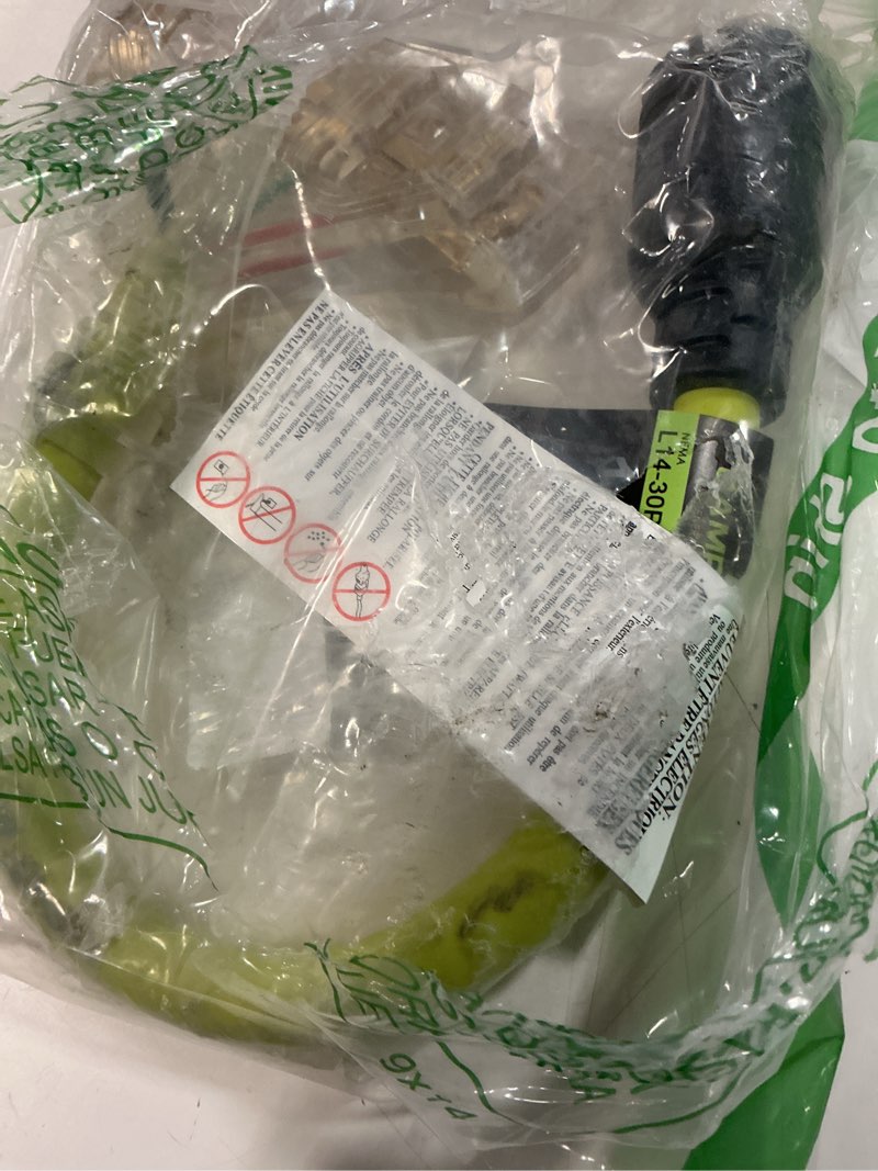 Condition photo showing Good Condition for 30 amp to 20 amp 110 generator rv adapter cord, nema l14-30p to 4x 5-15r/5-20r generator distribution adapter, stw 10 agw, 1.5ft, etl listed
