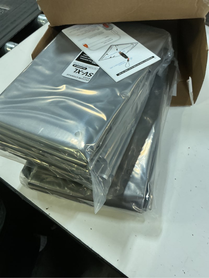 Condition photo showing As Is for vacease ultra 10 pack large capacity vacuum storage bags with usb & battery 2-in-1 rechargeable air pump, space saver seal bags for home organization, bedding, comforters, blankets and clothing 10 large size set