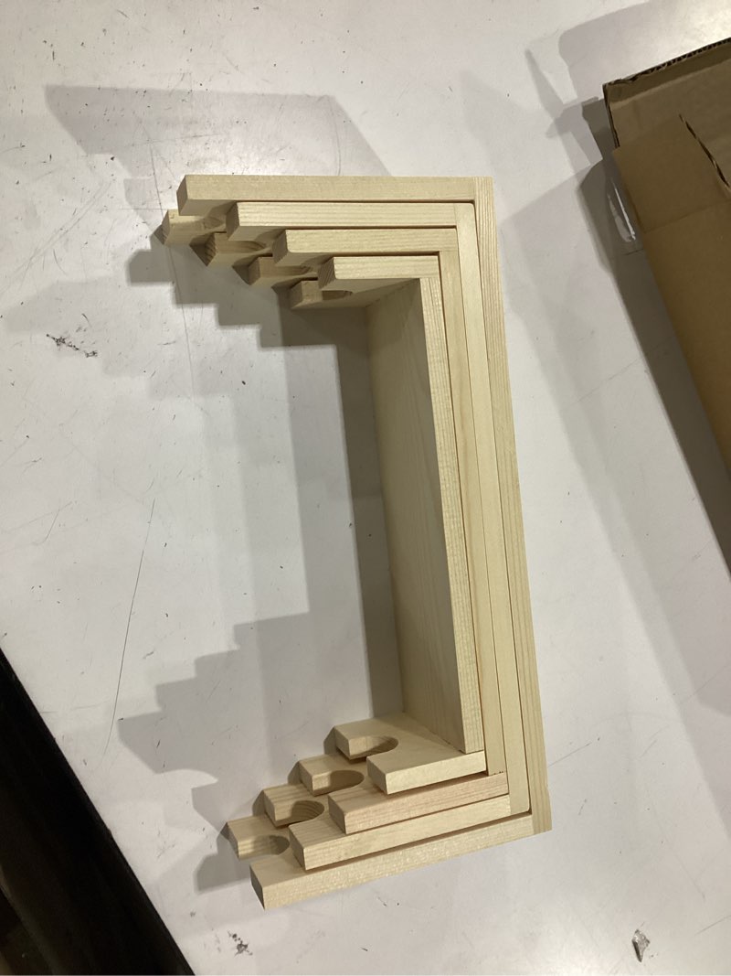 Condition photo showing Good Condition for 2 set wooden tiered risers display stands for vendor events,stackable wood cupcake display stand,farmhouse decor wood dessert table display set,vendor booth display items,food display risers for party 2 pack original wood