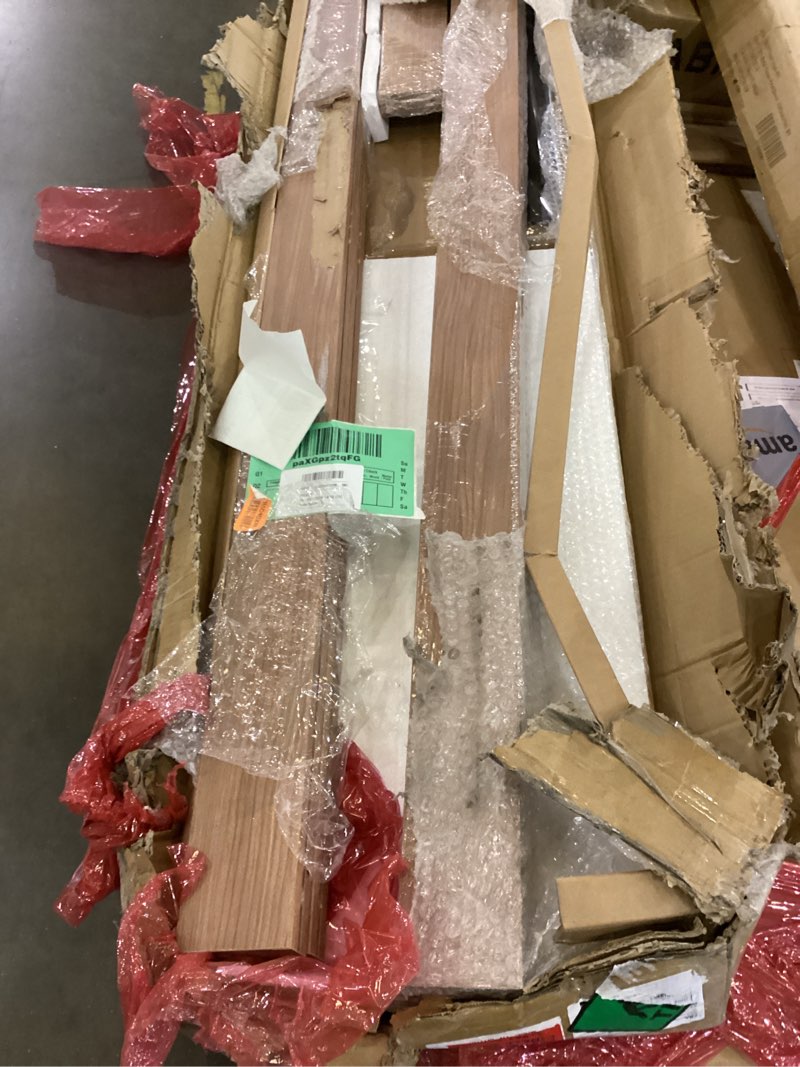 Condition photo showing As Is for fredbeck 36x84(double 18x84) bifold door frosted glass brown sliding closet barn doors with hardware kit included, water-proof pvc surface for bedroom,bathroom,assembly required wood 36" (18"x2) x 84"