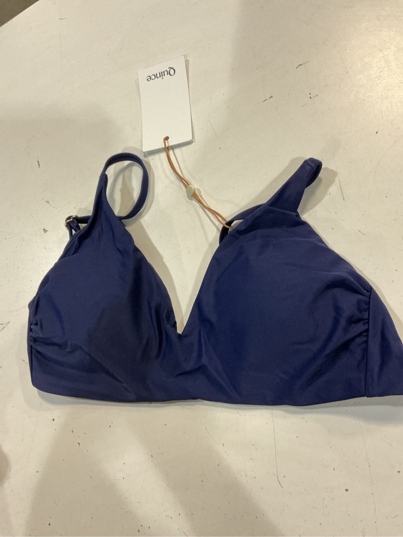 Condition photo showing New/Like New for italian v-neck bikini top, s, deep navy