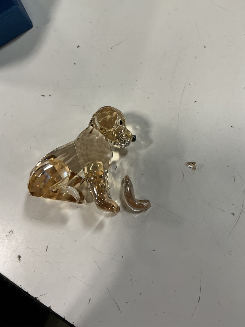 Condition photo showing As Is for (the product is broke)dojoz crystal labrador dog puppy figurine animals lovely craft home decor ornaments collectible birthday gifts (gold)