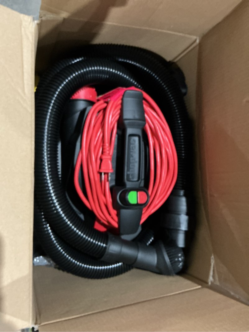 Condition photo showing As Is for shop-vac 4-gallon 6 hp corded wet/dry shop vacuum with accessories included