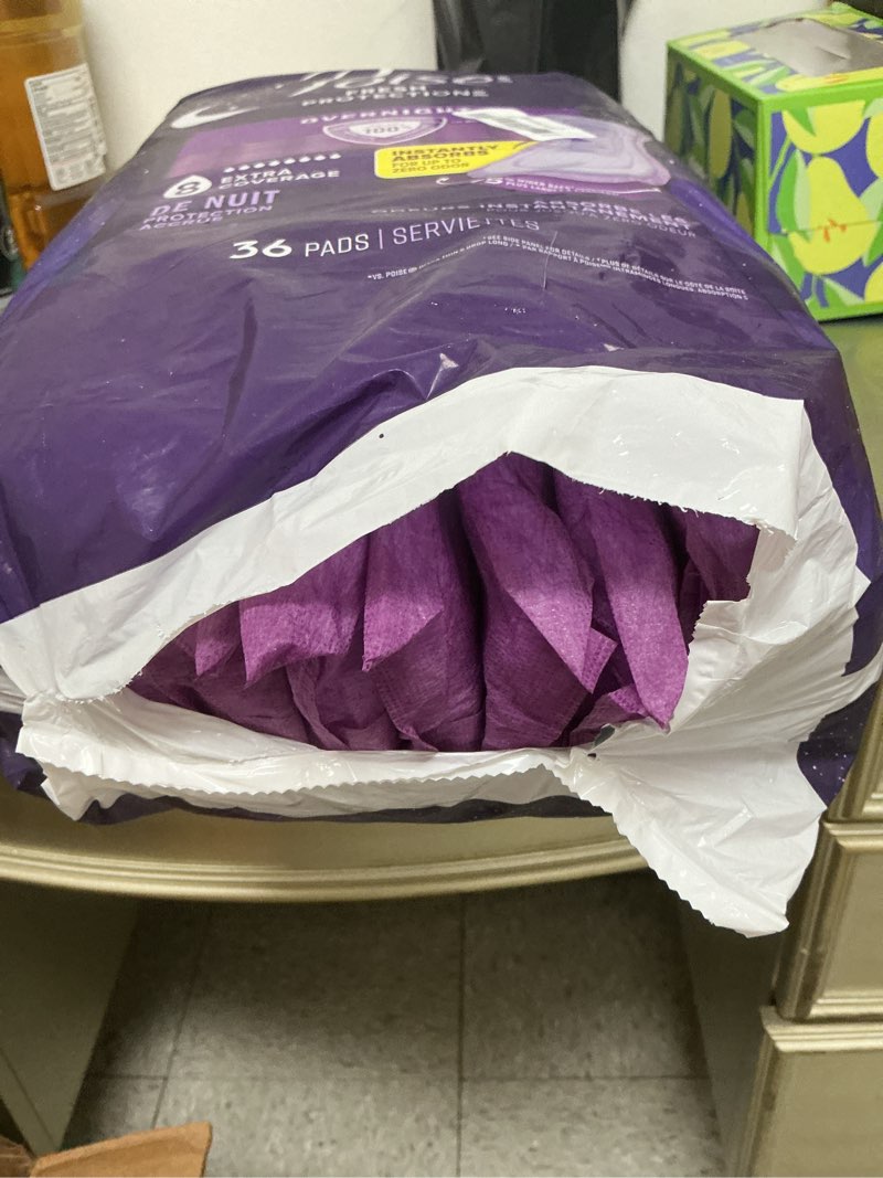 Condition photo showing New/Like New for package opened. poise overnight incontinence & postpartum pads for bladder leaks, 8 drop extra coverage, 36 count long 36