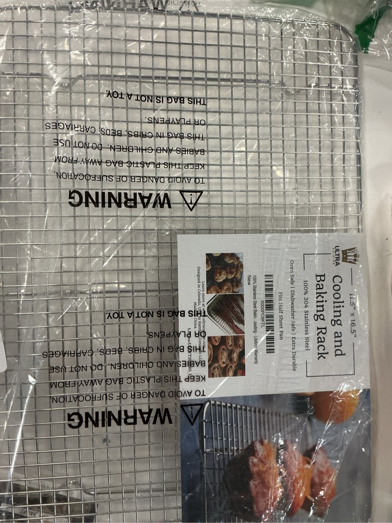 Condition photo showing New/Like New for ultra cuisine heavy duty cooling rack for cooking and baking - professional grade premium100% stainless steel baking rack & wire cooling mesh for roasting & grilling - dishwasher safe - 11.5" x 16.5" 11.5" x 16.5" 1-pack (most popular)
