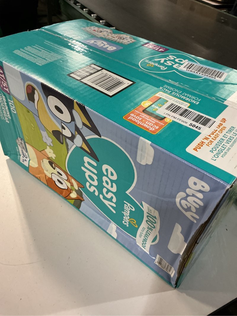 Condition photo showing New/Like New for Pampers Training Pants - Easy Ups Boys & Girls Bluey - Size 4T-5T, 100 Count, Children's Potty Underwear (Packaging May Vary) 4T-5T 100