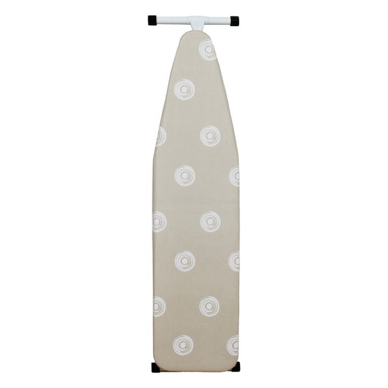 mainstays full?size t?leg ironing board – 53" x 14", adjustable height, steel frame, thick padded cotton cover, non?slip feet, beige