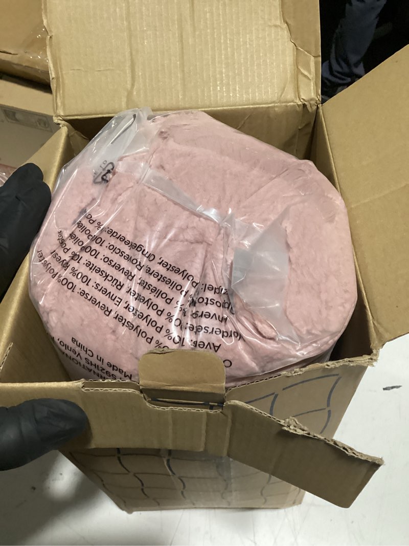 Condition photo showing As Is for Bedsure Fluffy Dusty Pink Blankets Queen Size for Bed, Thick Sherpa Faux Fur Fleece Fuzzy Plush Winter Warm Soft Full Queen Blankets, Bedroom Decor Pink Gifts Cozy Gifts for Women Men, 90x90 07- Dusty Pink Queen (90" x 90")