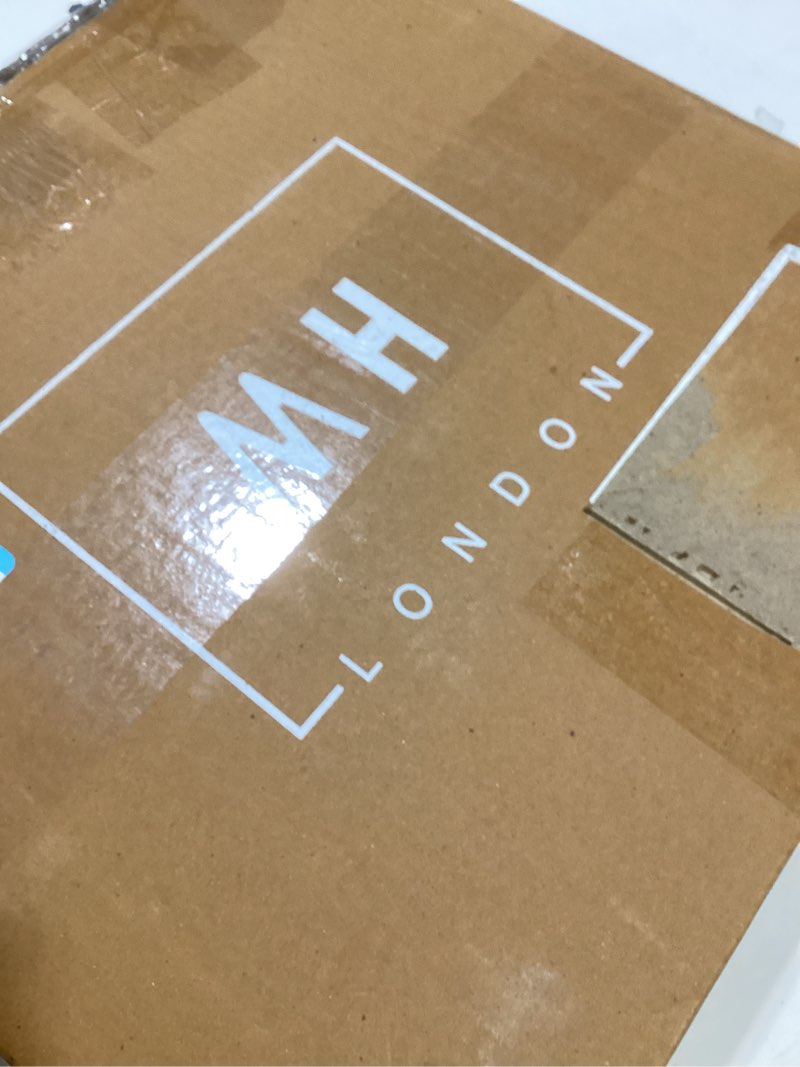 Condition photo showing New/Like New for MH London Lydia Round Small End Table & Side Table Solid Wood, Natural top with Black Metal Legs, Nightstand, 15.75"x15.75"x18"