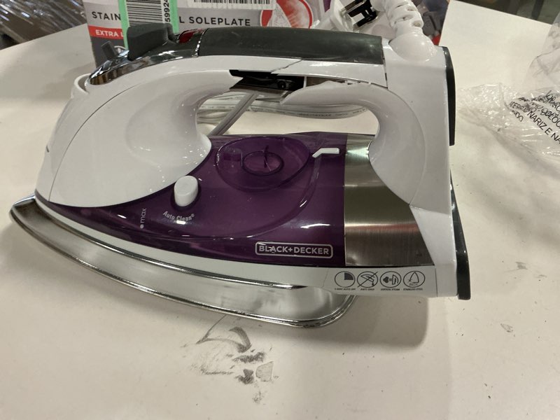 Condition photo showing As Is for BLACK+DECKER IR1350S Professional Steam Iron with Stainless Steel Soleplate and Extra-Long Cord, Purple