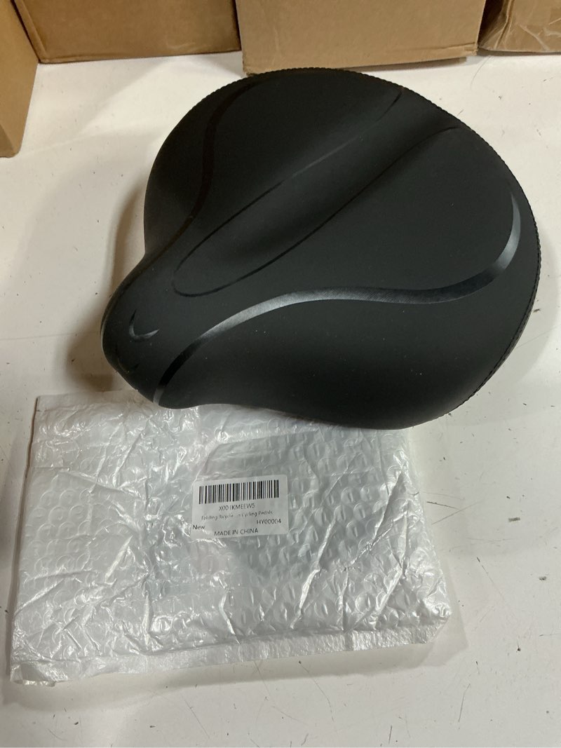 Condition photo showing Good Condition for bicycle seat, wide bike seat for men women, comfortable memory foam sweatproof essential bike saddle -dual shock absorbing-best bike seat replacement for exercise bikes, mountain bikes noseless black