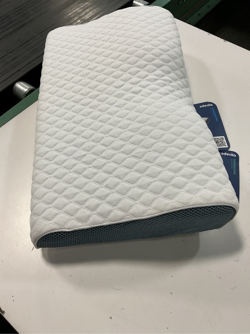 Condition photo showing Good Condition for derila cervical neck pillow for sleeping - ergonomic neck support pillow for back, stomach, side sleeper contour memory foam pillows for shoulder relief - 19.7" x 11.8" x 3.9" standard (19.7" x 11.8" x 3.9") 1 pillow_white
