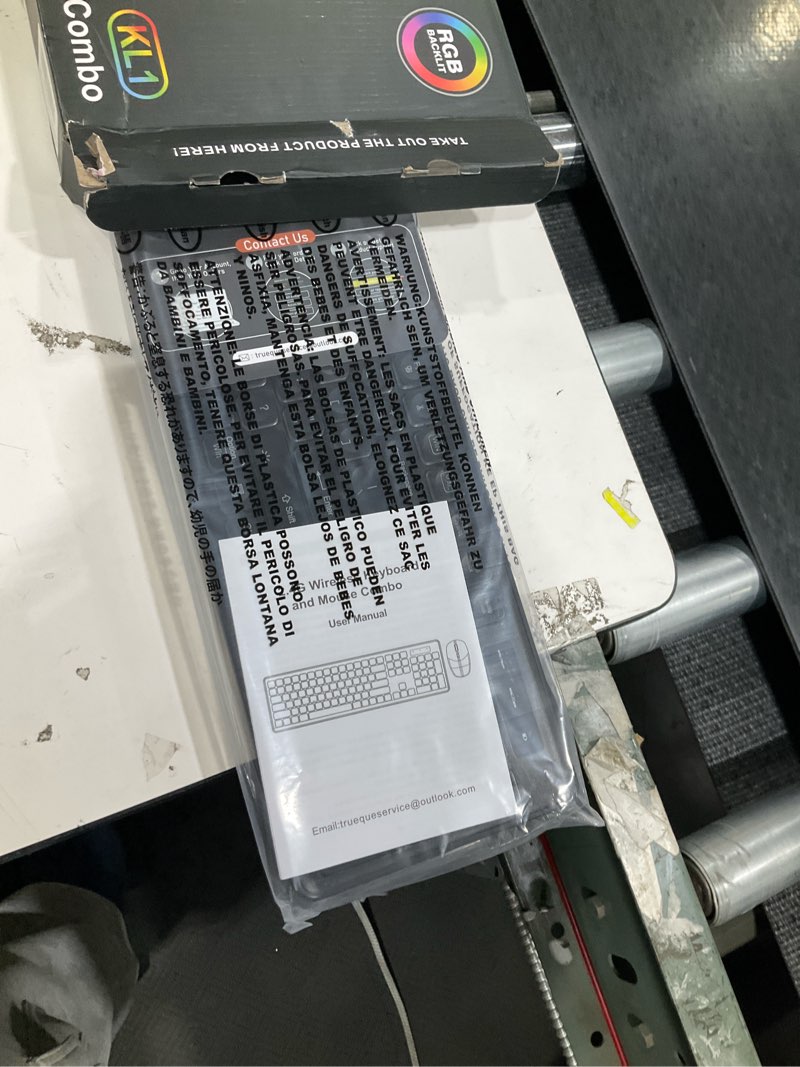 Condition photo showing New/Like New for Wireless Keyboard and Mouse Combo, RGB Backlit, Rechargeable & Light Up Letters, Full-Size, Soft Typing, Sleep Mode, 2.4GHz Quiet Keyboard Set for Mac, Windows, Laptop, PC, Trueque (Black)