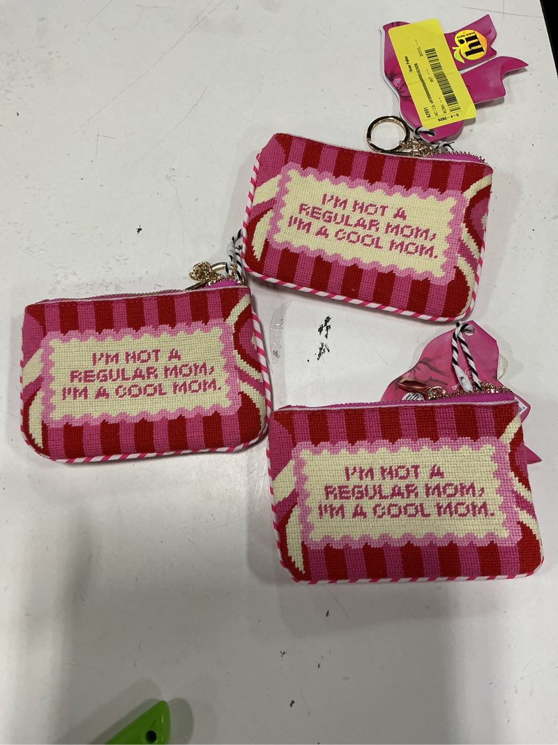 Condition photo showing New/Like New for hi peach layne mother's day keychain pouch \"i'm not a regular mom i'm a cool mom\" pack of 3