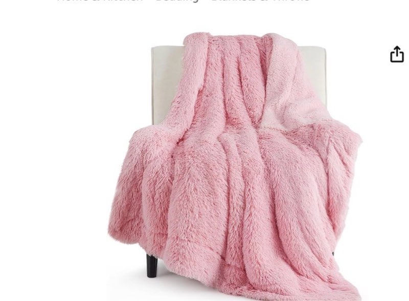 Soft Fuzzy Faux Fur Throw Blanket ,50"x60",Reversible Lightweight Fluffy Cozy Plush Fleece Comfy Furry Microfiber Decorative Shaggy Blanket for Couch Sofa Bed,Pink