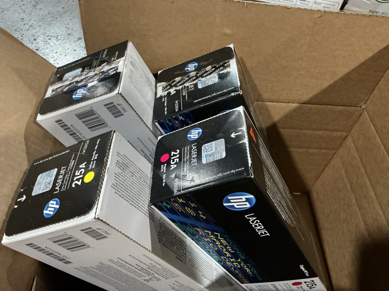 Condition photo showing As Is for 215a toner cartridges 4 pack (with chip) compatible for hp 215a replacement for color laserjet pro mfp m182nw m183fdw m183fw m155dw m155nw printer (black/cyan/magenta/yellow)