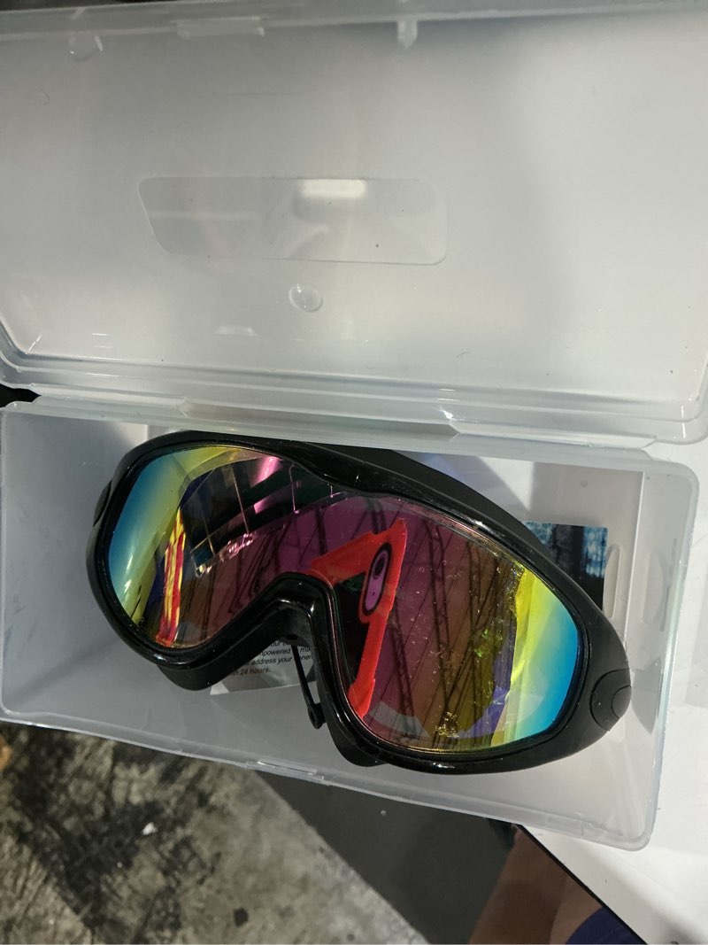Condition photo showing As Is for polarized swim goggles, anti uv & fog adults swimming goggles, unisex no leaking swim goggle for men women youth black & gold plated