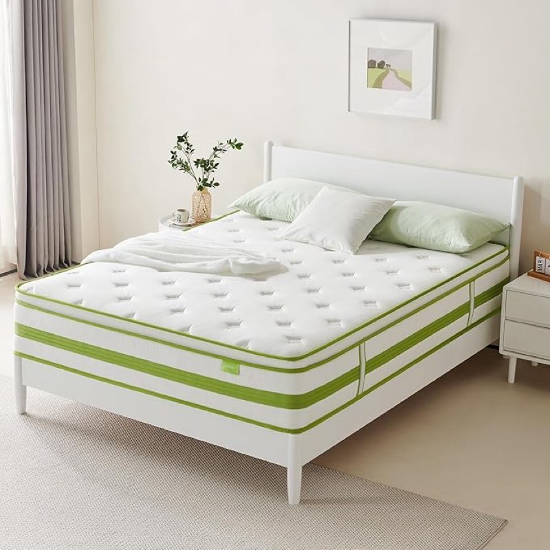 12 Inch Full Size Mattress, Hybrid Mattress Full in a Box, Gel Memory Foam and Pocket Springs for Cooling Sleep and Pressure Relief, Organic Cotton Fabric Cover, Plush Feel, 54 * 75 * 12 Inch