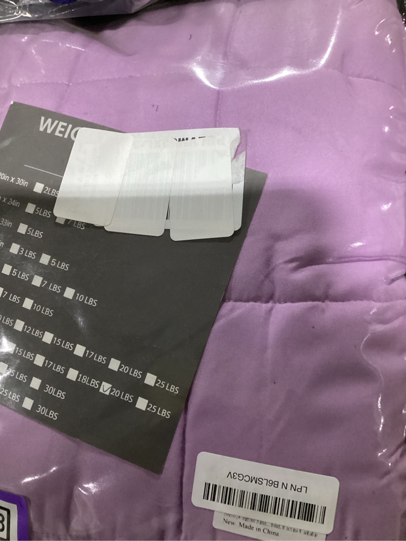 Condition photo showing Good Condition for yescool weighted blanket for adults (20 lbs, 60” x 80”, purple) cooling heavy blanket for sleeping perfect for 190-210 lbs, queen size breathable blanket with premium glass bead, machine washable purple 60x80-20 lbs